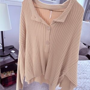 Women's Free People Ribbed Tan Sweater